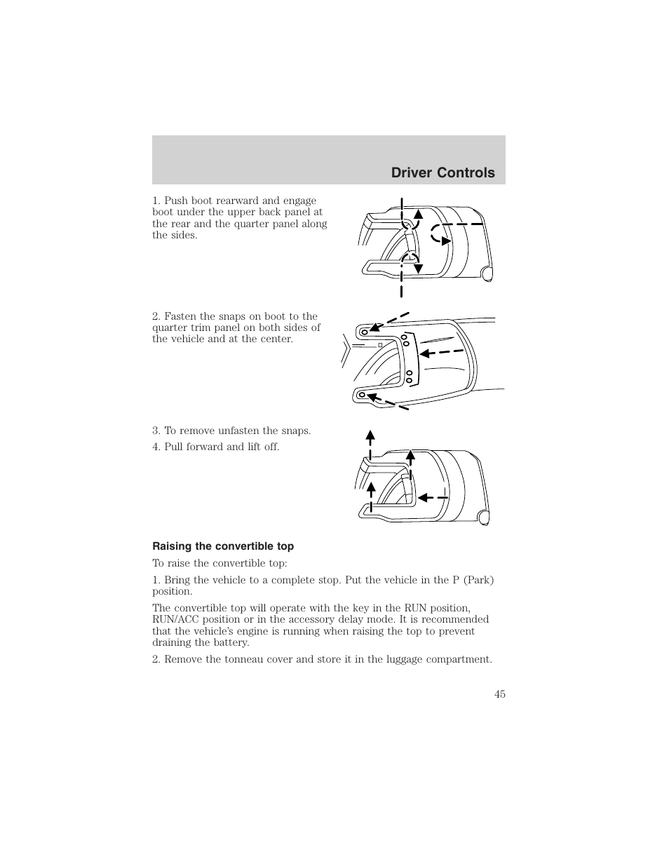Driver controls | FORD 2003 Thunderbird v.1 User Manual | Page 45 / 200