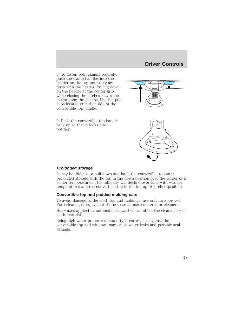 Driver controls | FORD 2003 Thunderbird v.1 User Manual | Page 47 / 200