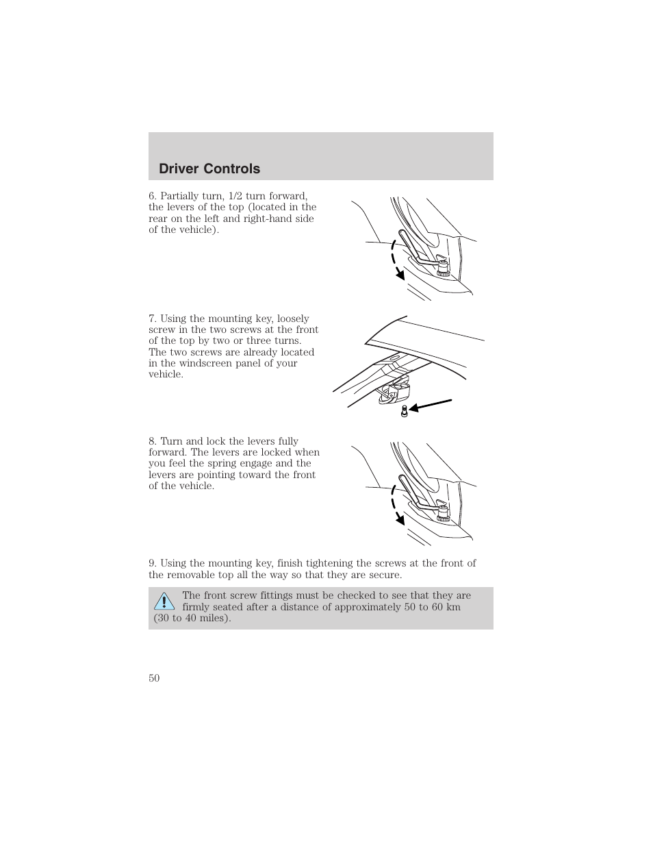 Driver controls | FORD 2003 Thunderbird v.1 User Manual | Page 50 / 200