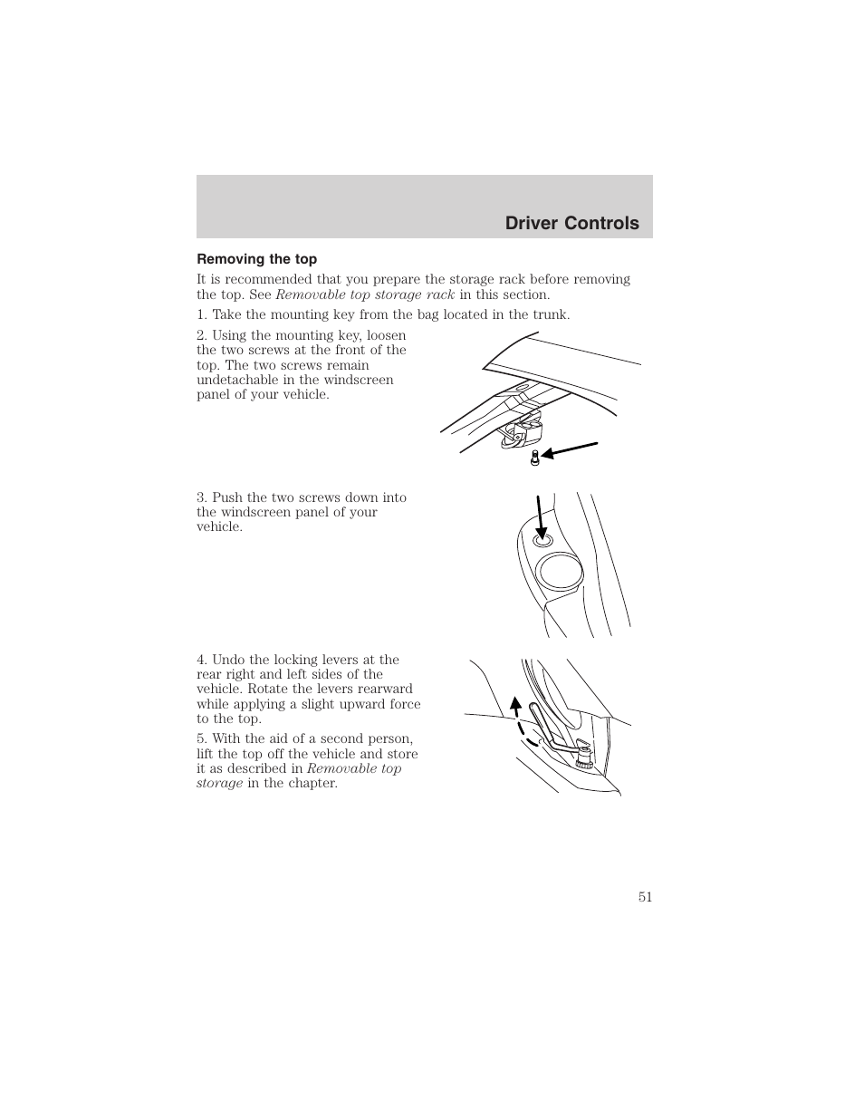 Driver controls | FORD 2003 Thunderbird v.1 User Manual | Page 51 / 200