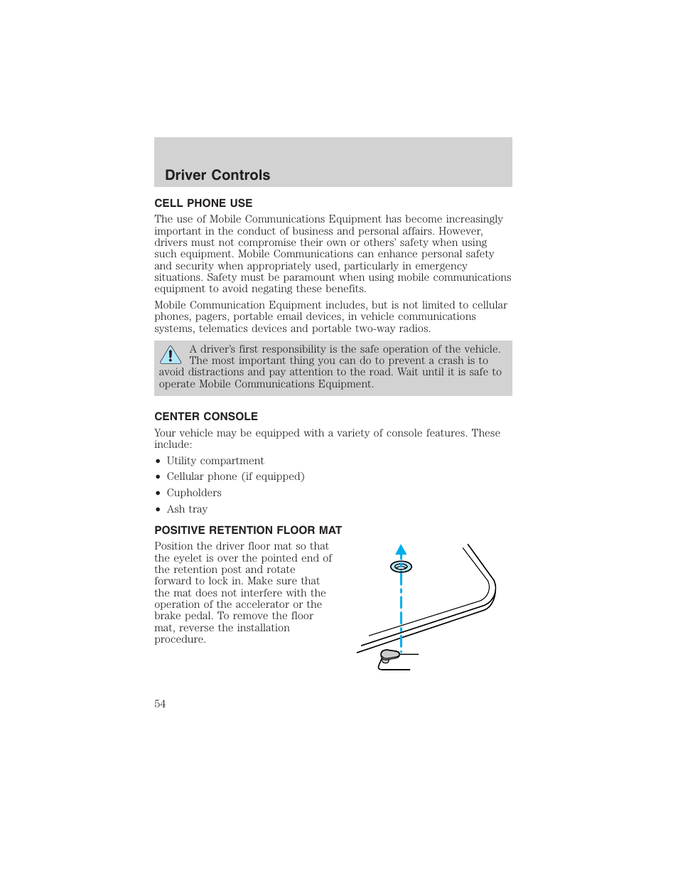 Driver controls | FORD 2003 Thunderbird v.1 User Manual | Page 54 / 200