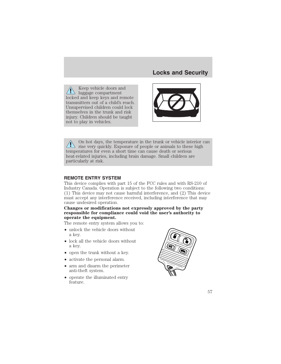 Locks and security | FORD 2003 Thunderbird v.1 User Manual | Page 57 / 200