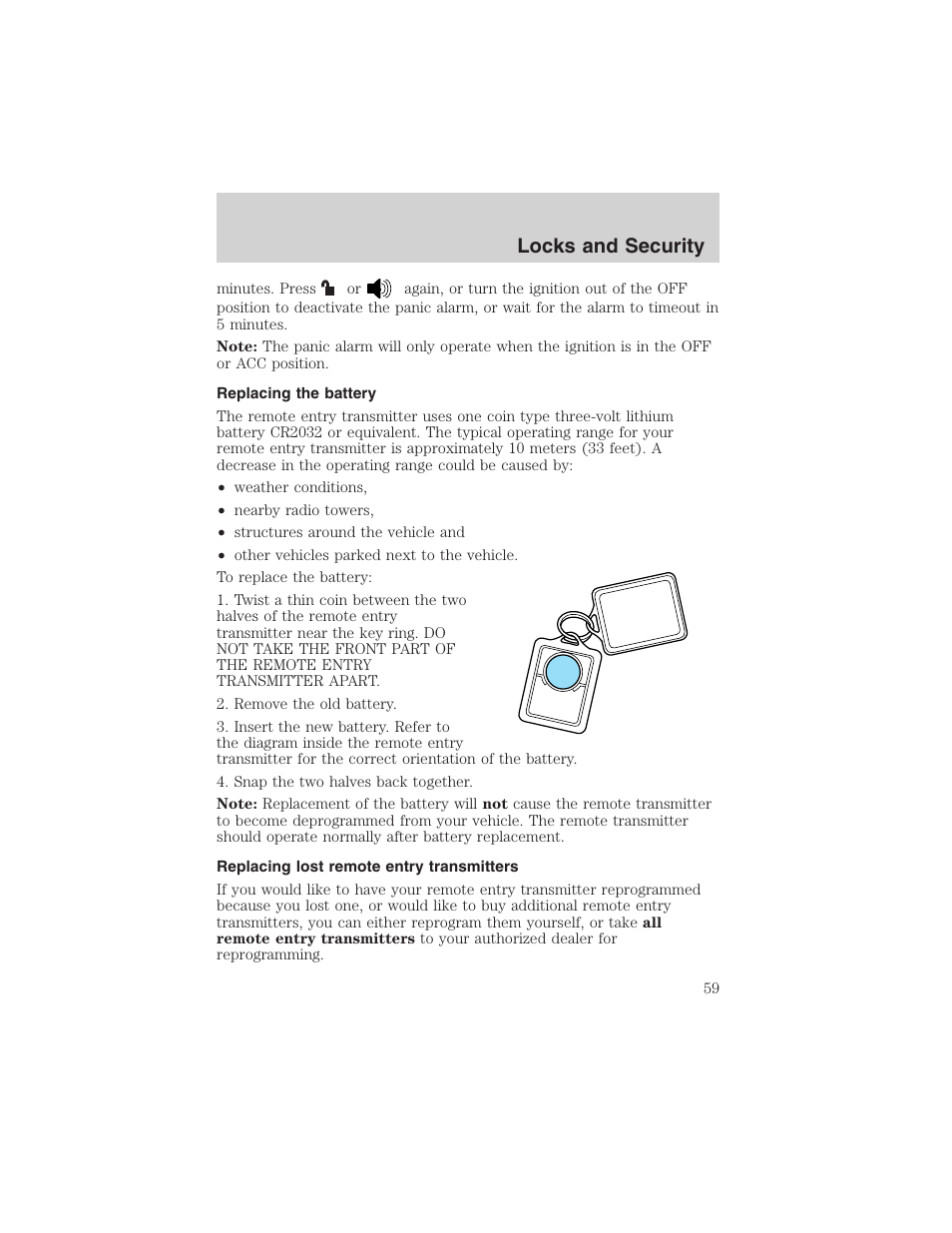 Locks and security | FORD 2003 Thunderbird v.1 User Manual | Page 59 / 200