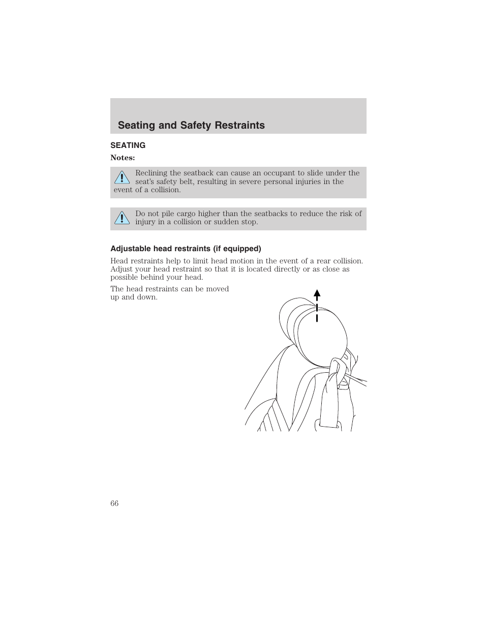 Seating and safety restraints | FORD 2003 Thunderbird v.1 User Manual | Page 66 / 200