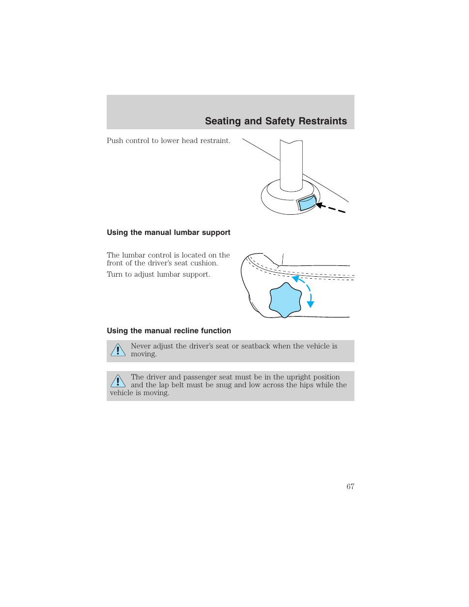 Seating and safety restraints | FORD 2003 Thunderbird v.1 User Manual | Page 67 / 200