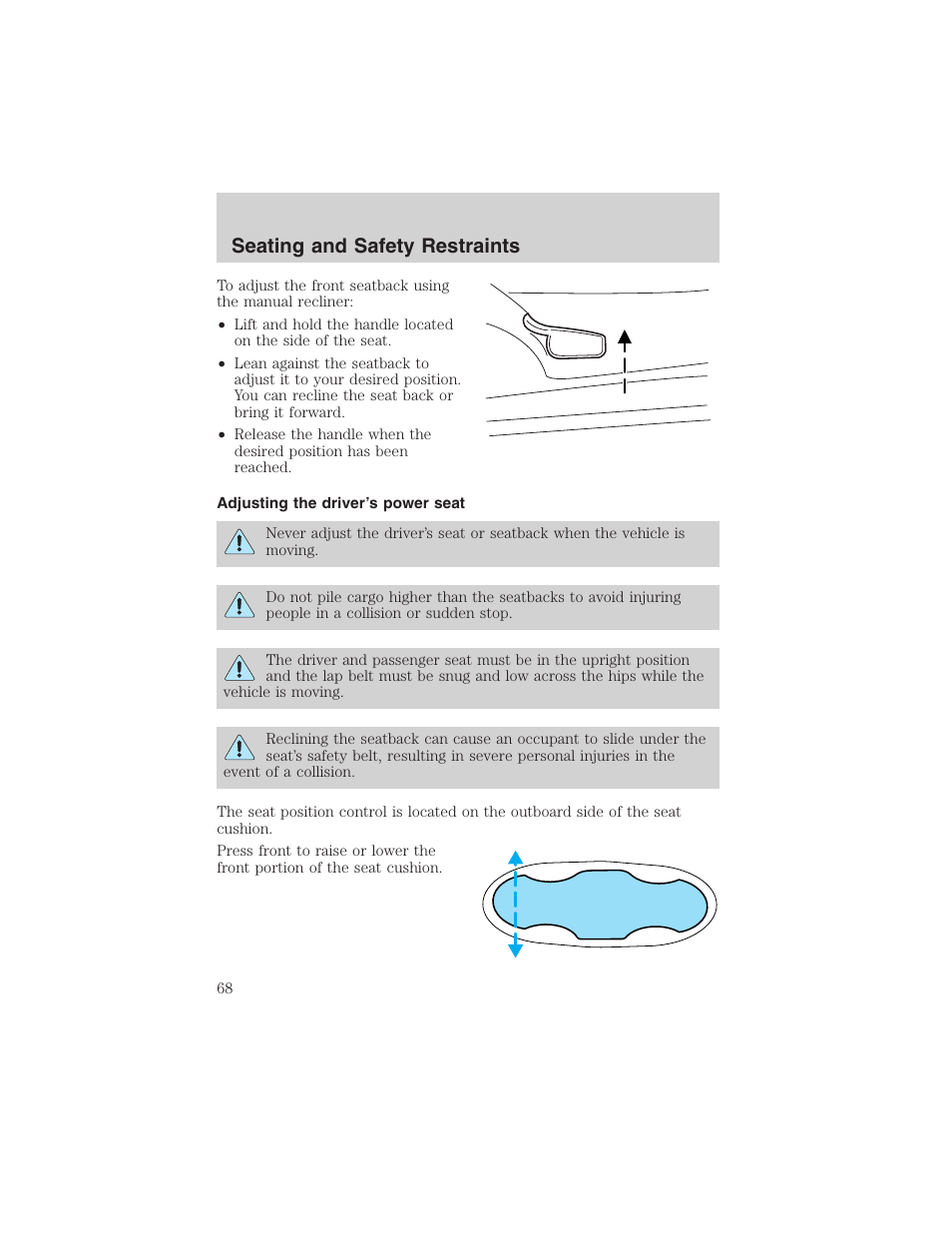 Seating and safety restraints | FORD 2003 Thunderbird v.1 User Manual | Page 68 / 200