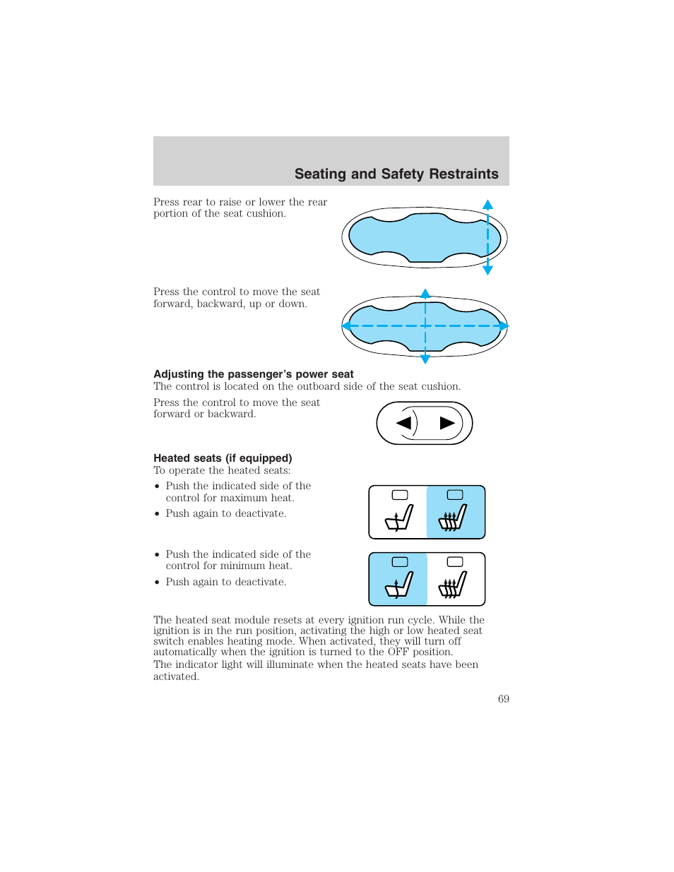 Seating and safety restraints | FORD 2003 Thunderbird v.1 User Manual | Page 69 / 200