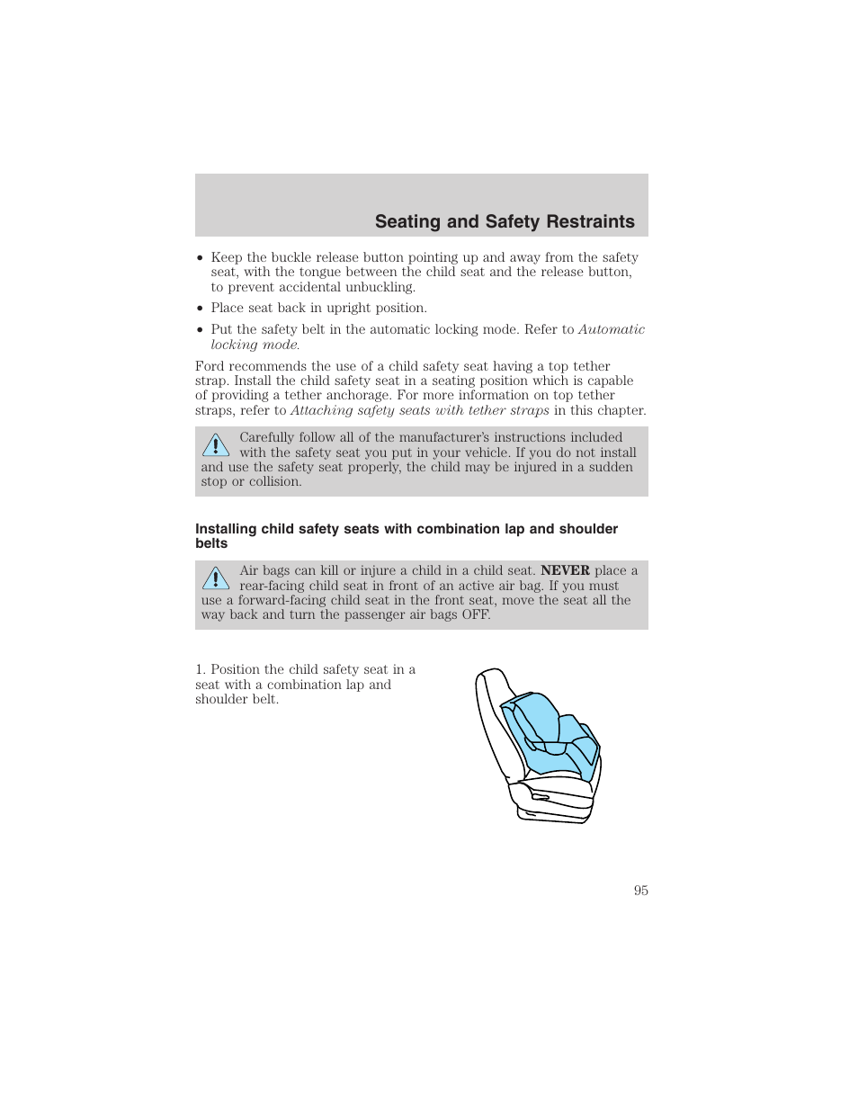 Seating and safety restraints | FORD 2003 Thunderbird v.1 User Manual | Page 95 / 200