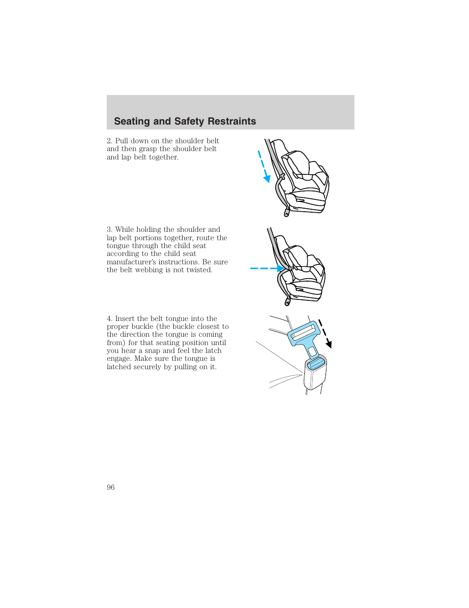 Seating and safety restraints | FORD 2003 Thunderbird v.1 User Manual | Page 96 / 200