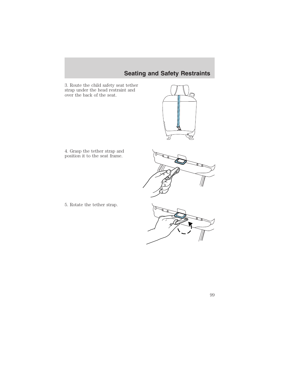 Seating and safety restraints | FORD 2003 Thunderbird v.1 User Manual | Page 99 / 200