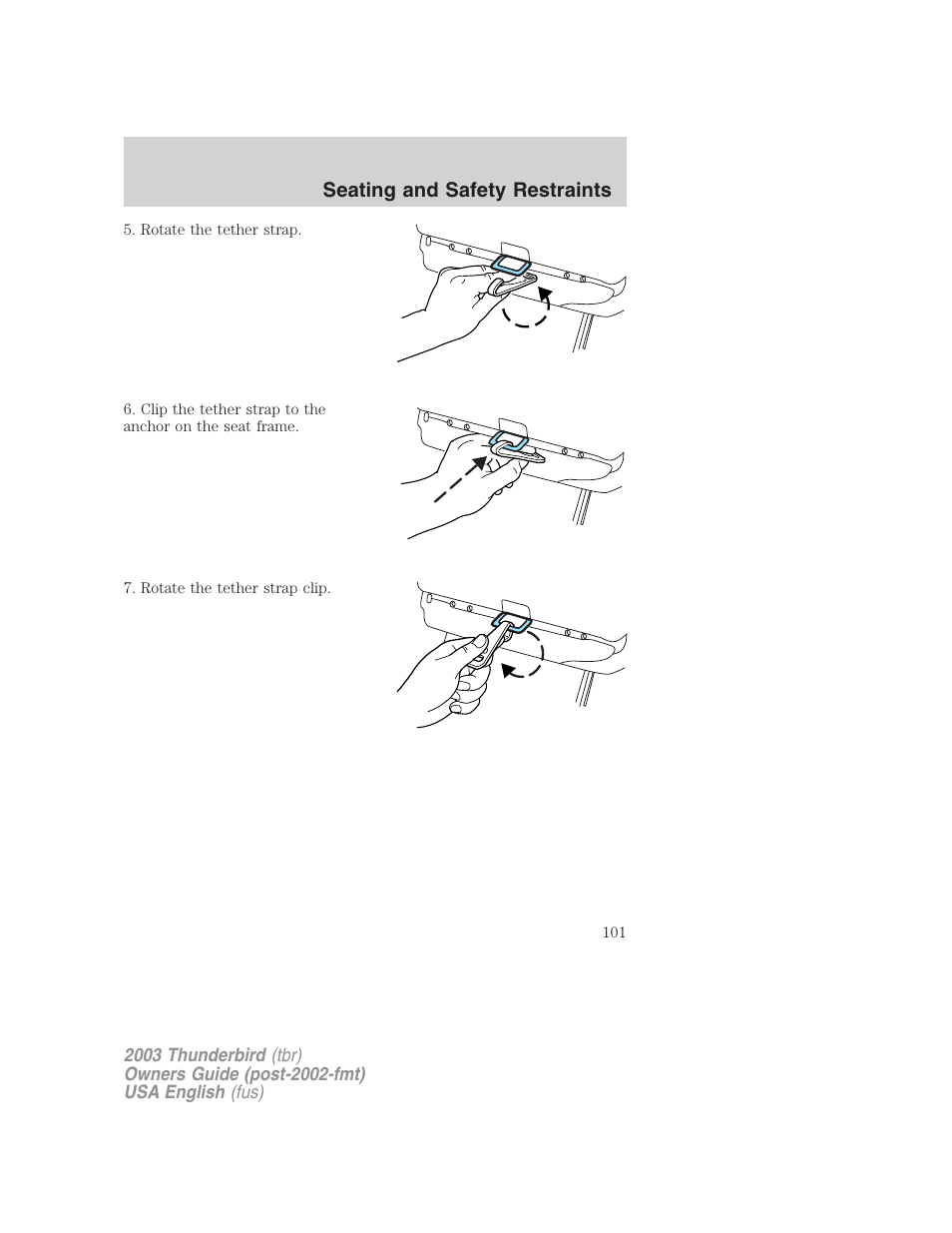 Seating and safety restraints | FORD 2003 Thunderbird v.2 User Manual | Page 101 / 200