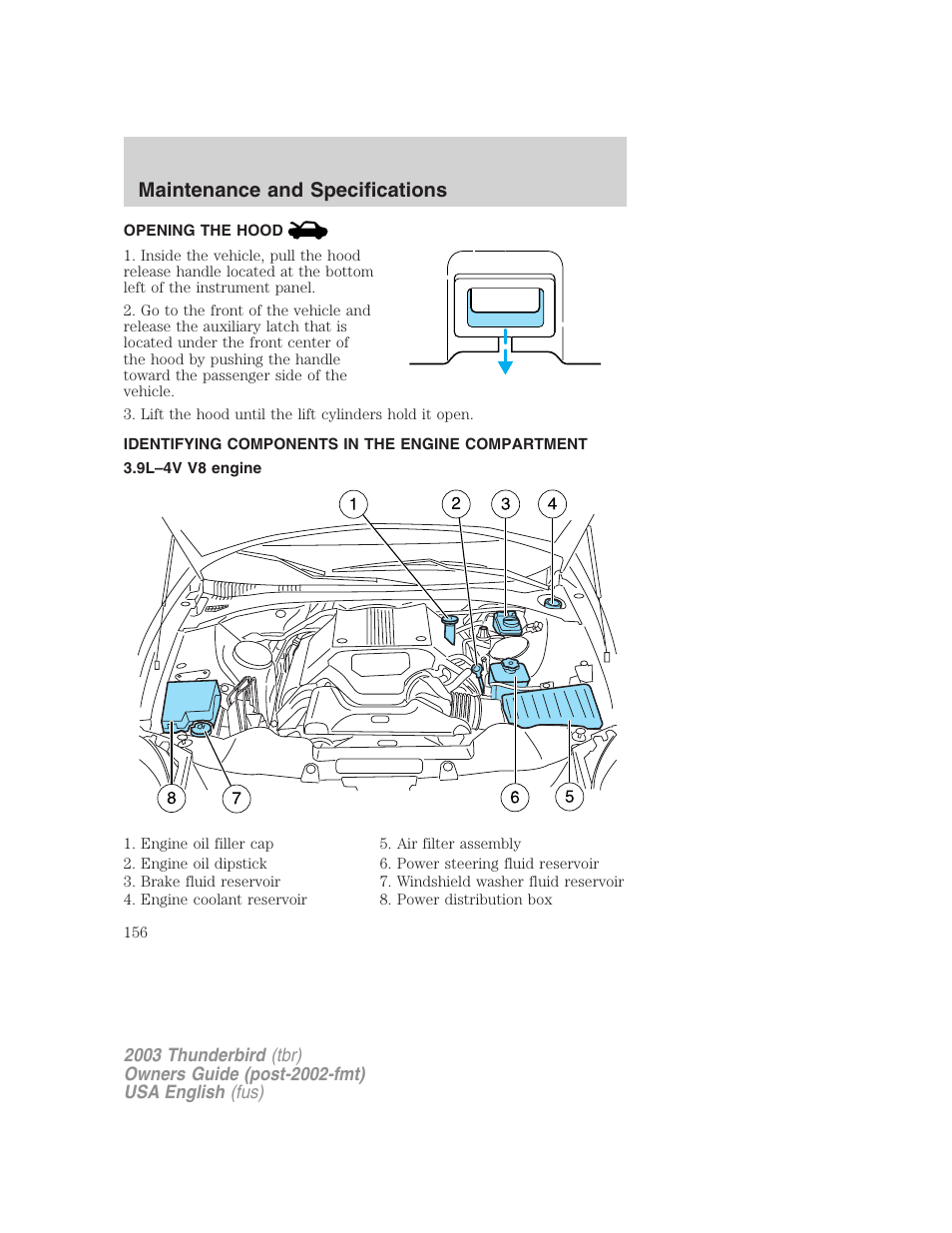 Maintenance and specifications | FORD 2003 Thunderbird v.2 User Manual | Page 156 / 200