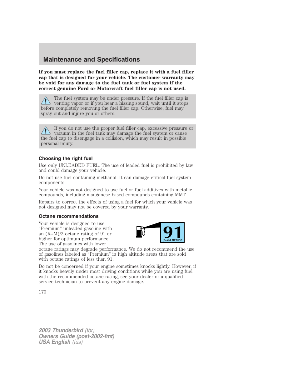 FORD 2003 Thunderbird v.2 User Manual | Page 170 / 200