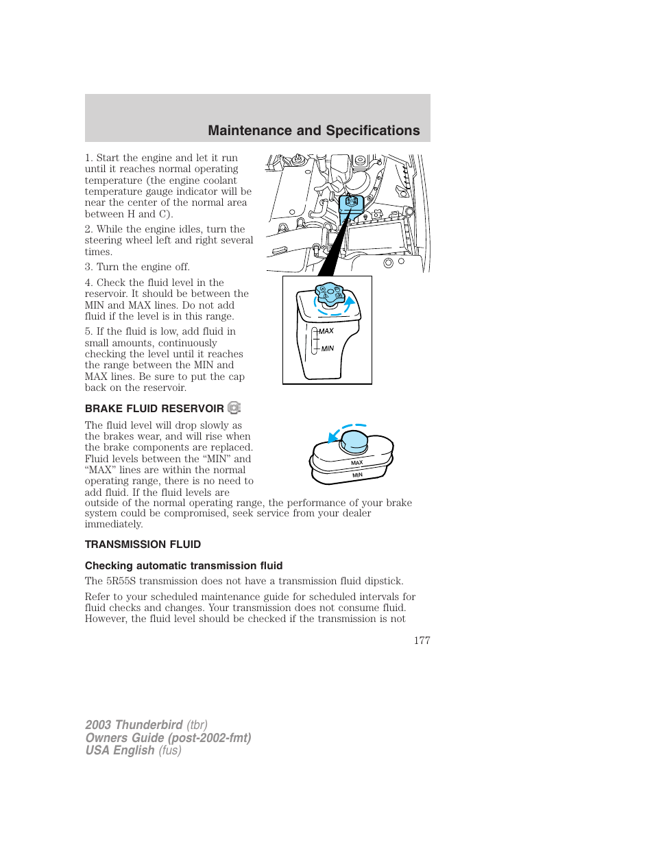 Maintenance and specifications | FORD 2003 Thunderbird v.2 User Manual | Page 177 / 200