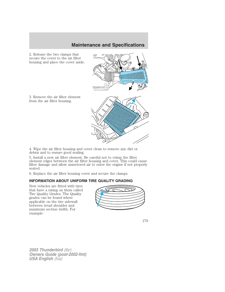 Maintenance and specifications | FORD 2003 Thunderbird v.2 User Manual | Page 179 / 200