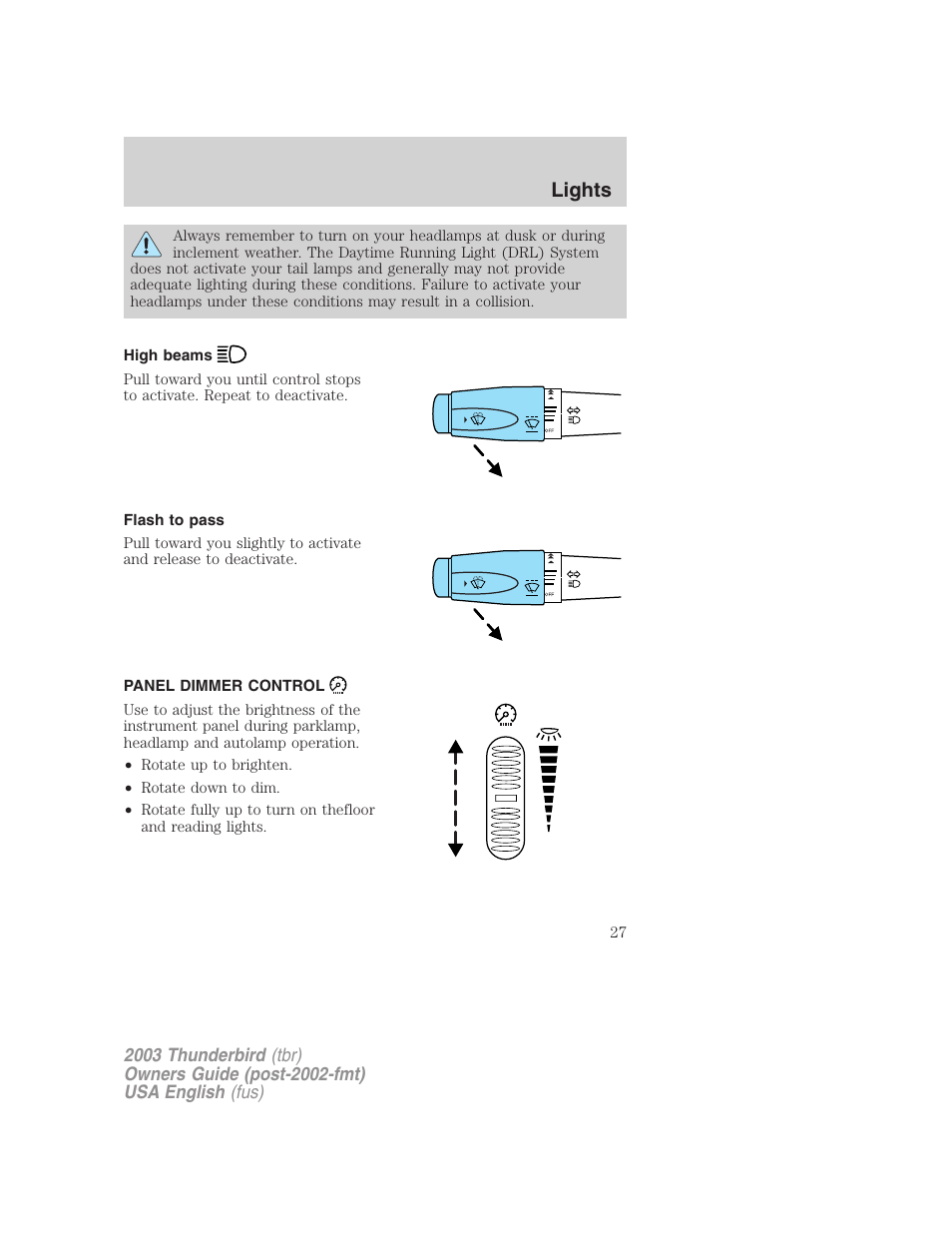 Lights | FORD 2003 Thunderbird v.2 User Manual | Page 27 / 200
