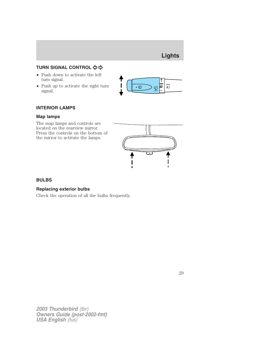 Lights | FORD 2003 Thunderbird v.2 User Manual | Page 29 / 200