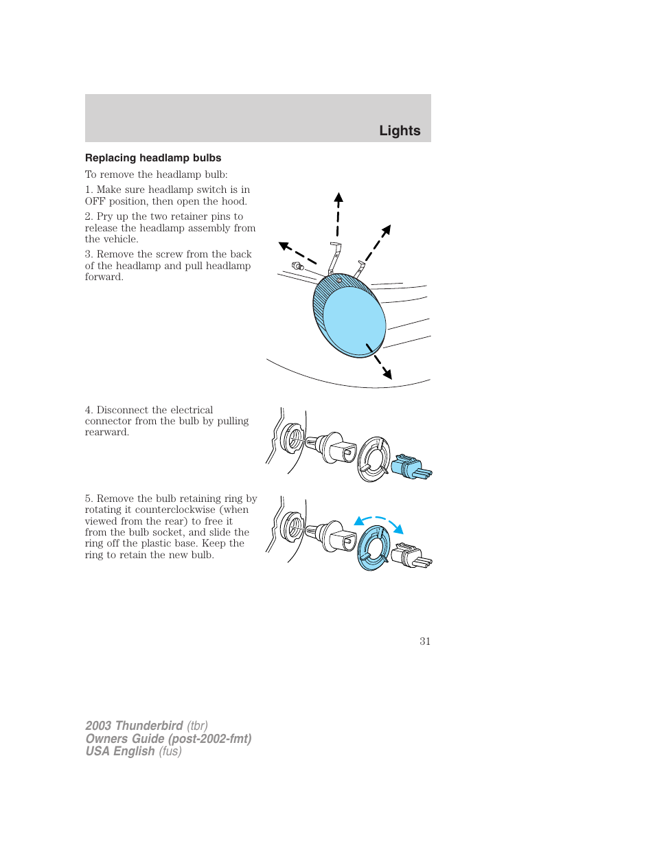 Lights | FORD 2003 Thunderbird v.2 User Manual | Page 31 / 200