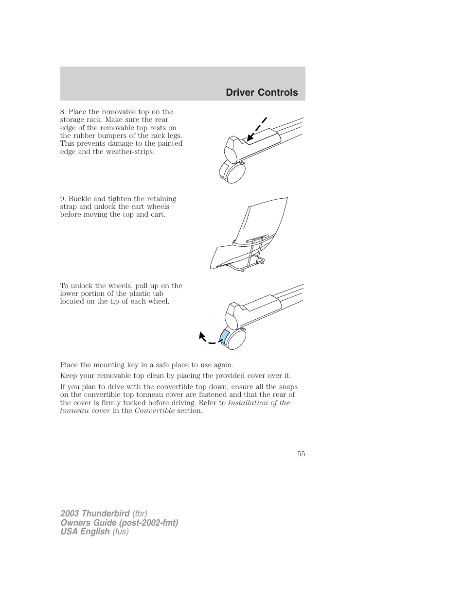 Driver controls | FORD 2003 Thunderbird v.2 User Manual | Page 55 / 200