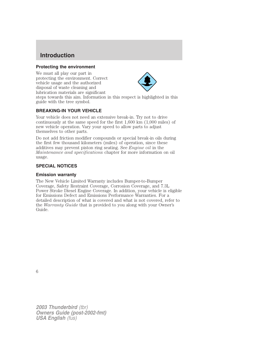 Introduction | FORD 2003 Thunderbird v.2 User Manual | Page 6 / 200