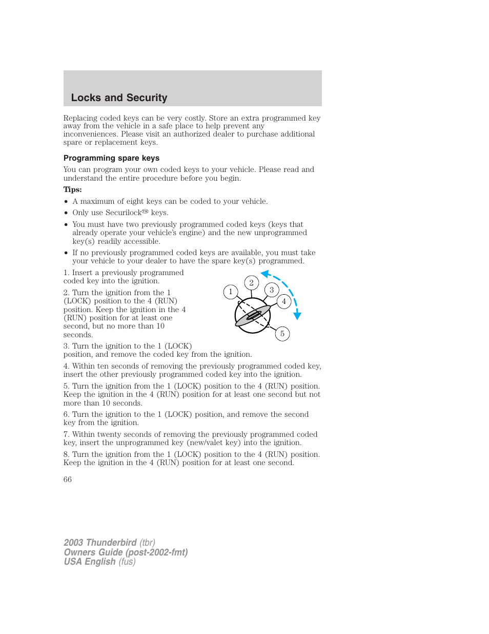 Locks and security | FORD 2003 Thunderbird v.2 User Manual | Page 66 / 200
