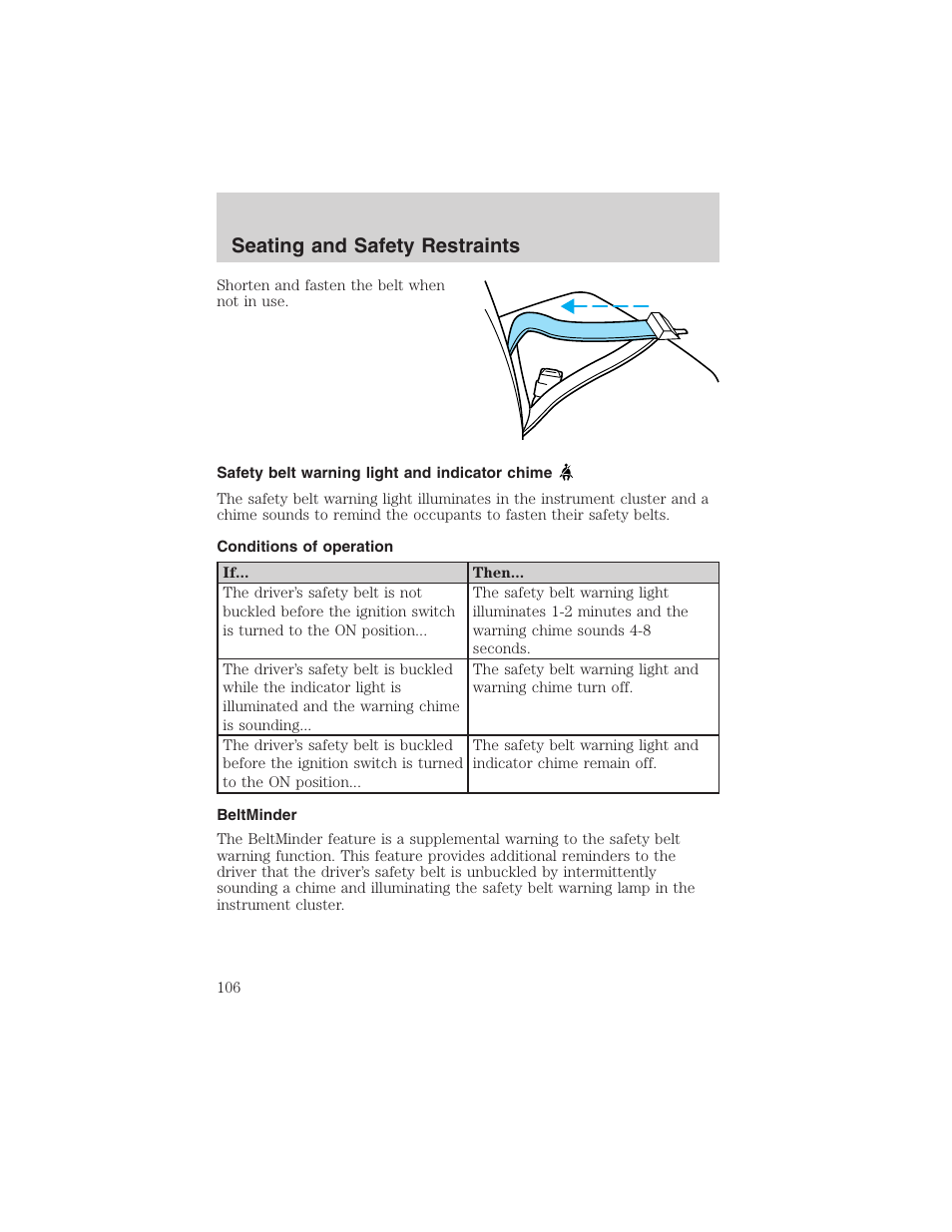 Seating and safety restraints | FORD 2003 Windstar v.1 User Manual | Page 106 / 240