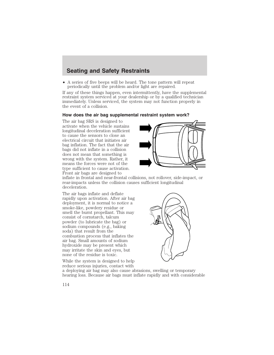 Seating and safety restraints | FORD 2003 Windstar v.1 User Manual | Page 114 / 240