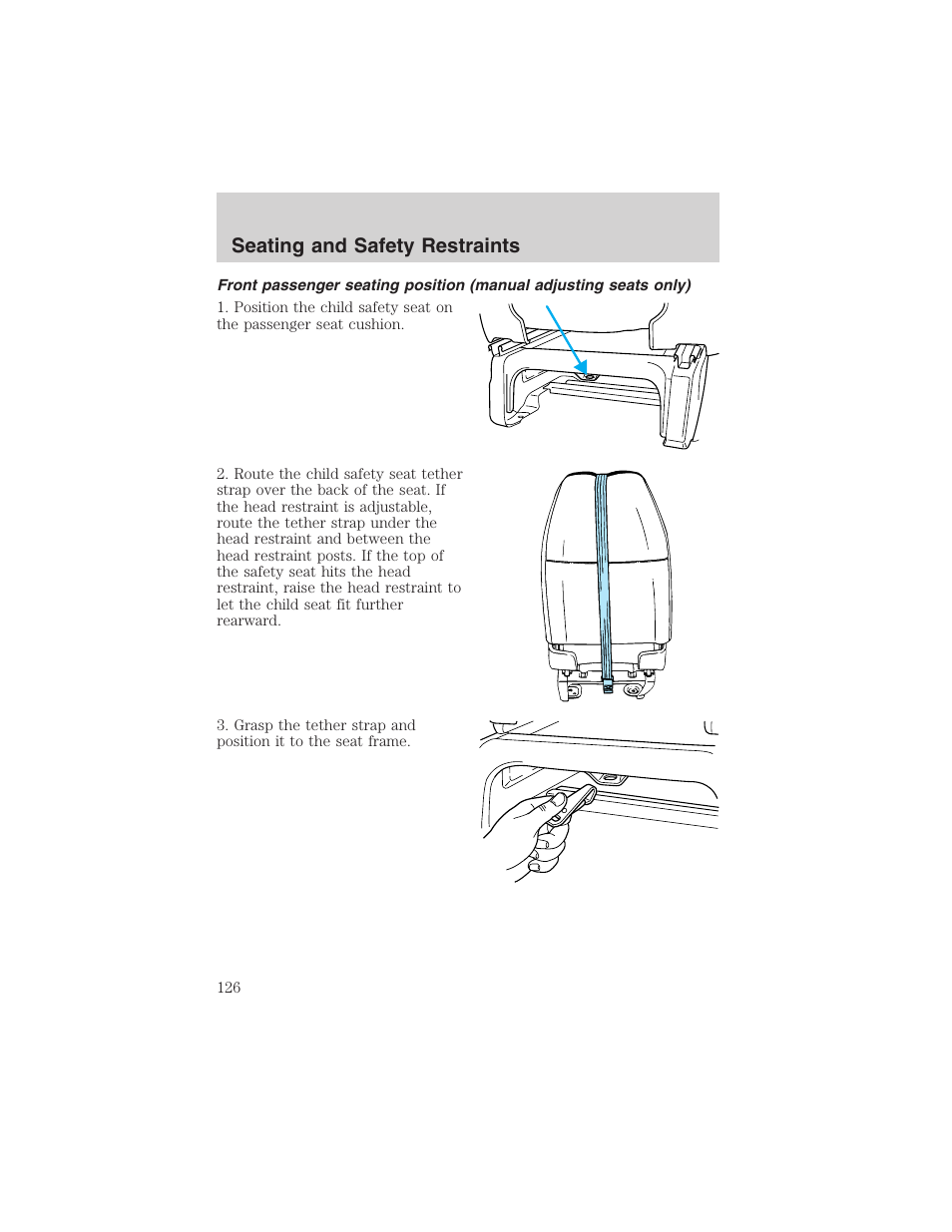 Seating and safety restraints | FORD 2003 Windstar v.1 User Manual | Page 126 / 240