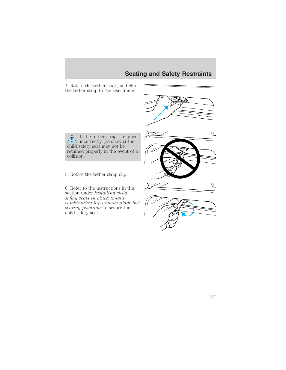 Seating and safety restraints | FORD 2003 Windstar v.1 User Manual | Page 127 / 240