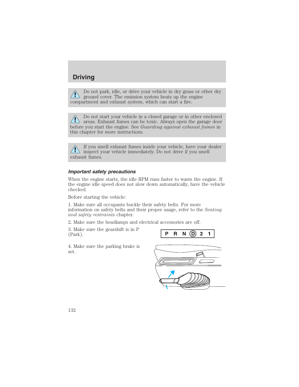 Driving | FORD 2003 Windstar v.1 User Manual | Page 132 / 240