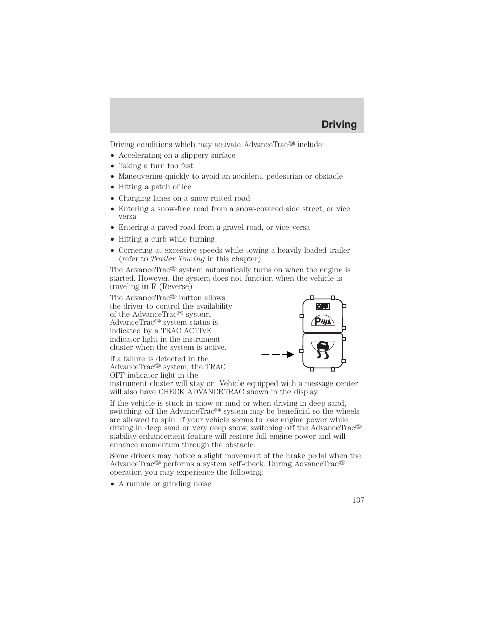 Driving | FORD 2003 Windstar v.1 User Manual | Page 137 / 240