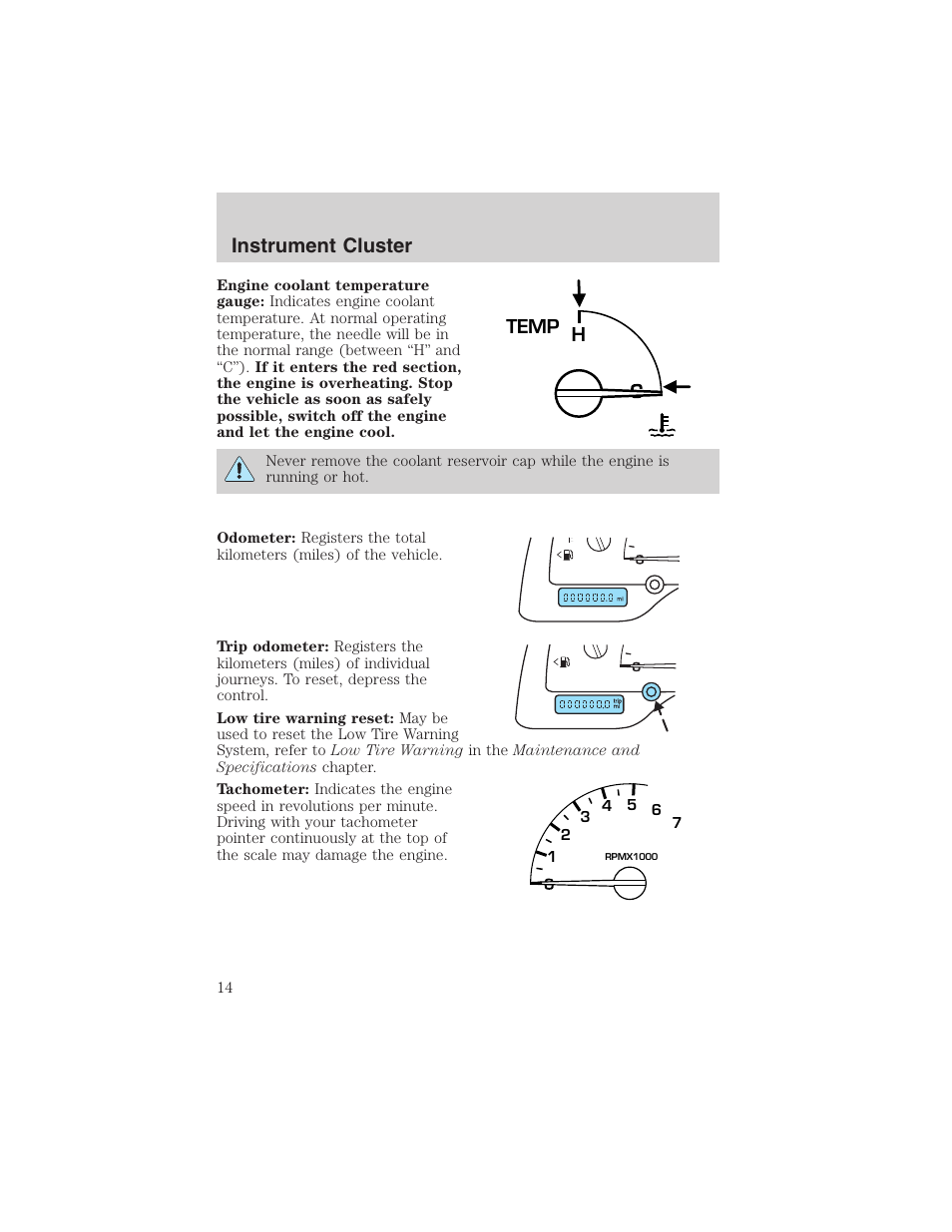 Instrument cluster | FORD 2003 Windstar v.1 User Manual | Page 14 / 240