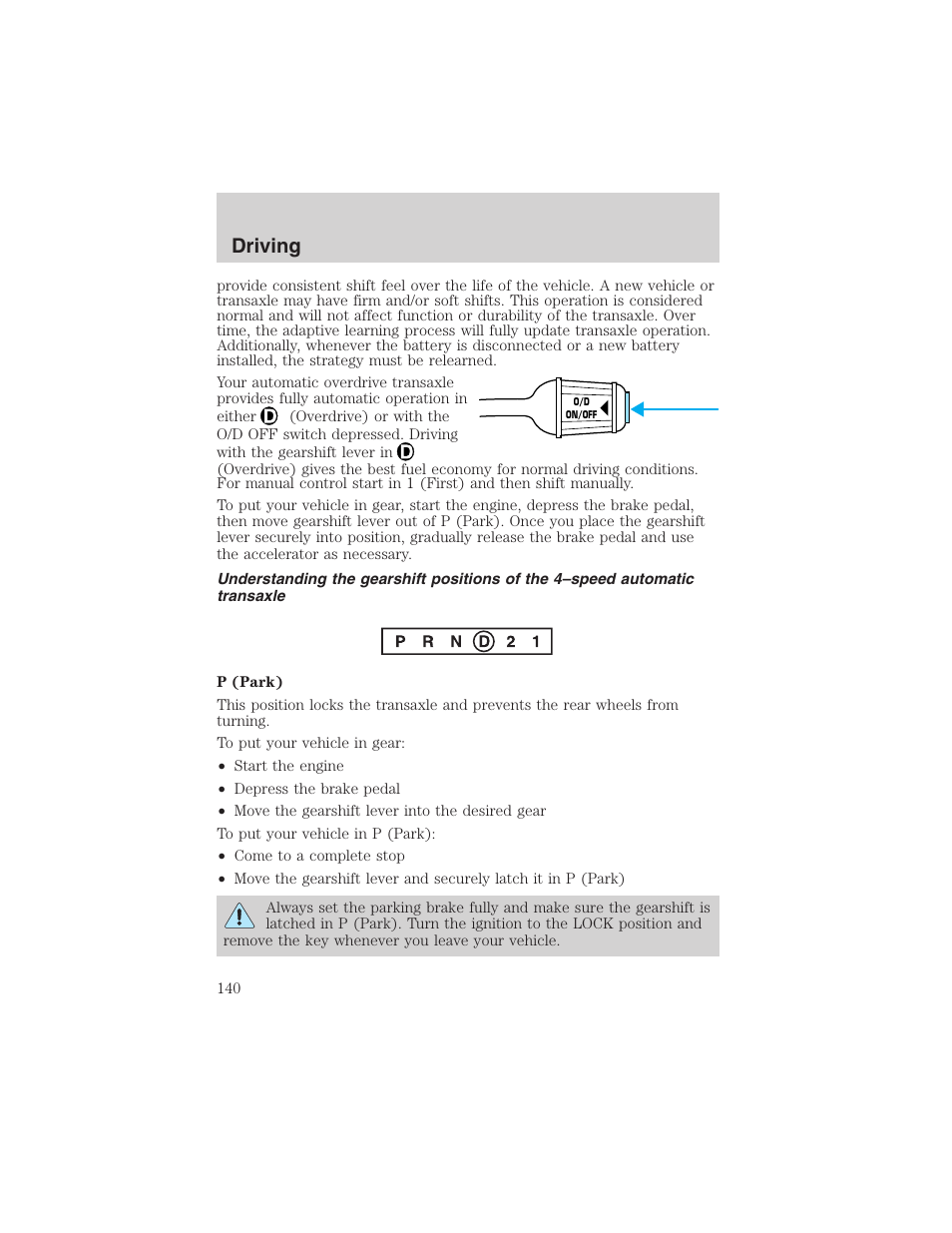 Driving | FORD 2003 Windstar v.1 User Manual | Page 140 / 240