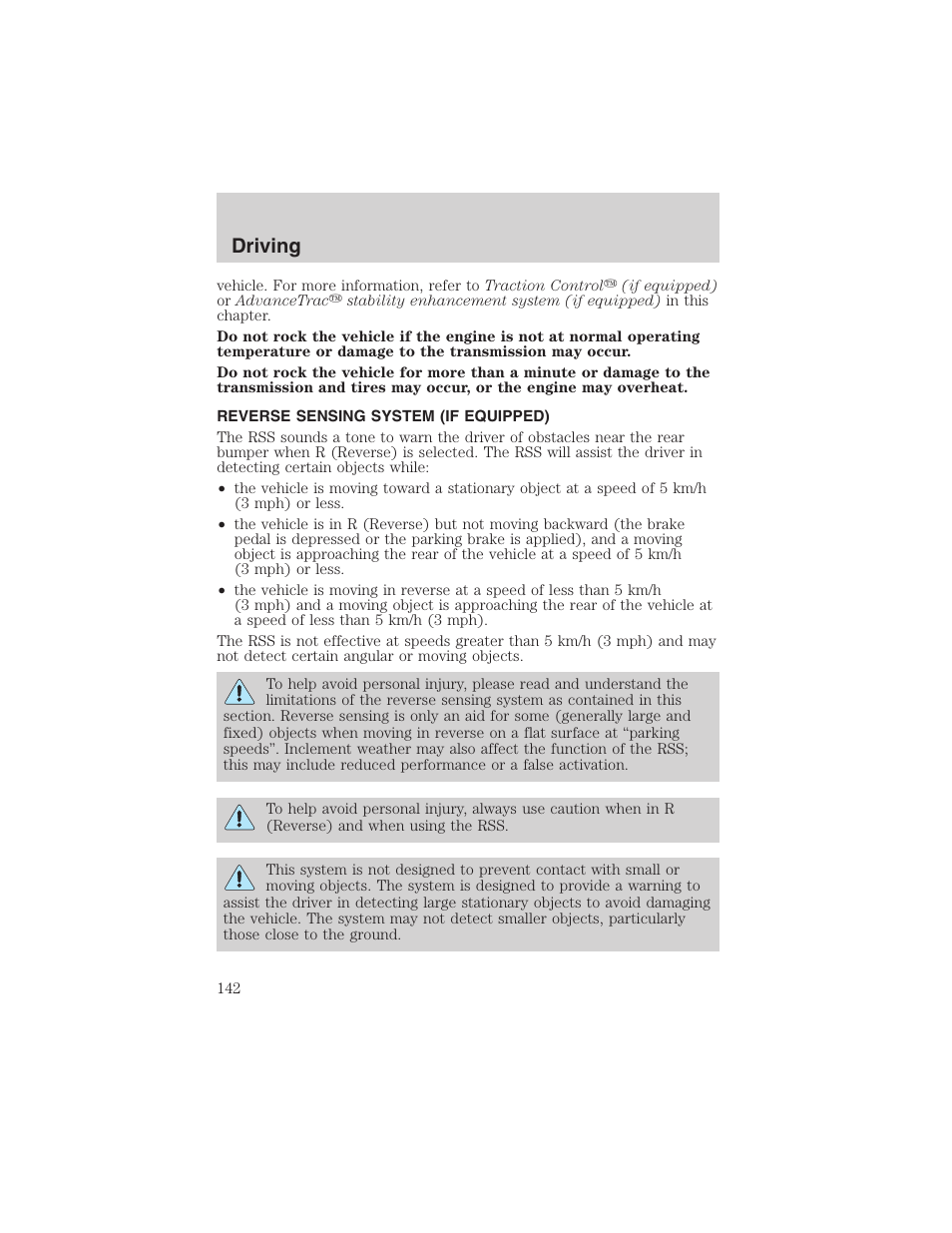 Driving | FORD 2003 Windstar v.1 User Manual | Page 142 / 240
