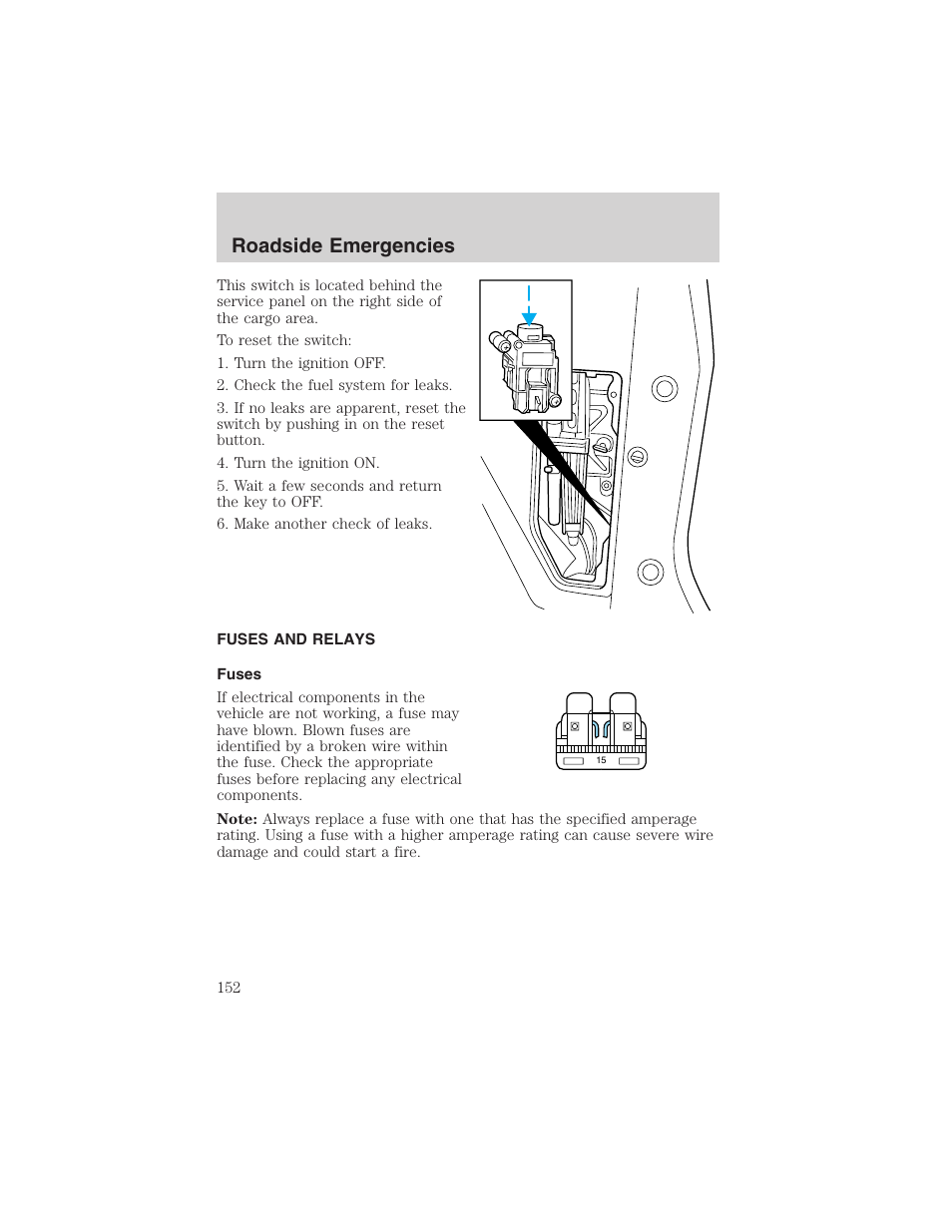Roadside emergencies | FORD 2003 Windstar v.1 User Manual | Page 152 / 240