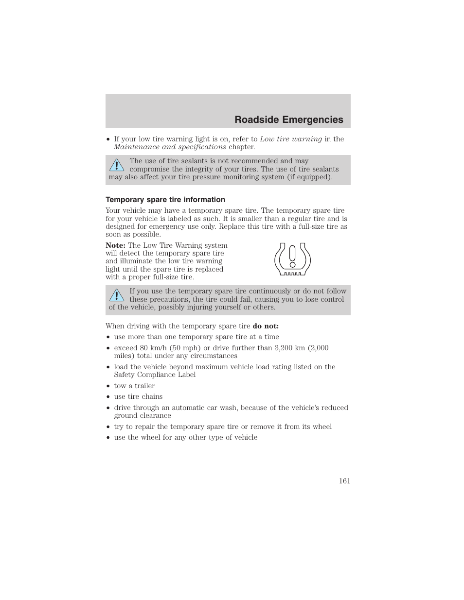 Roadside emergencies | FORD 2003 Windstar v.1 User Manual | Page 161 / 240