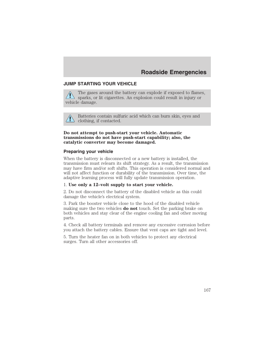 Roadside emergencies | FORD 2003 Windstar v.1 User Manual | Page 167 / 240