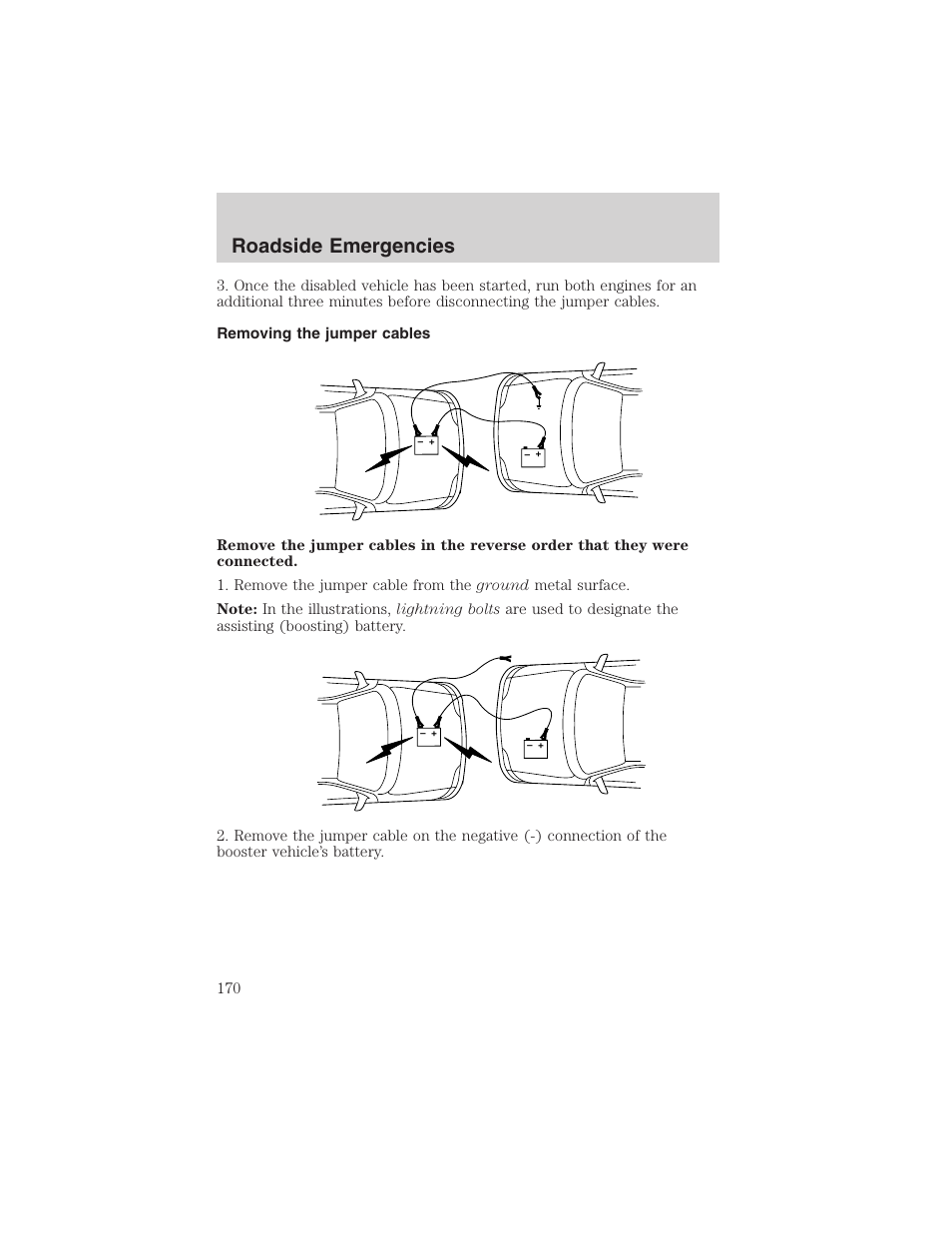 Roadside emergencies | FORD 2003 Windstar v.1 User Manual | Page 170 / 240