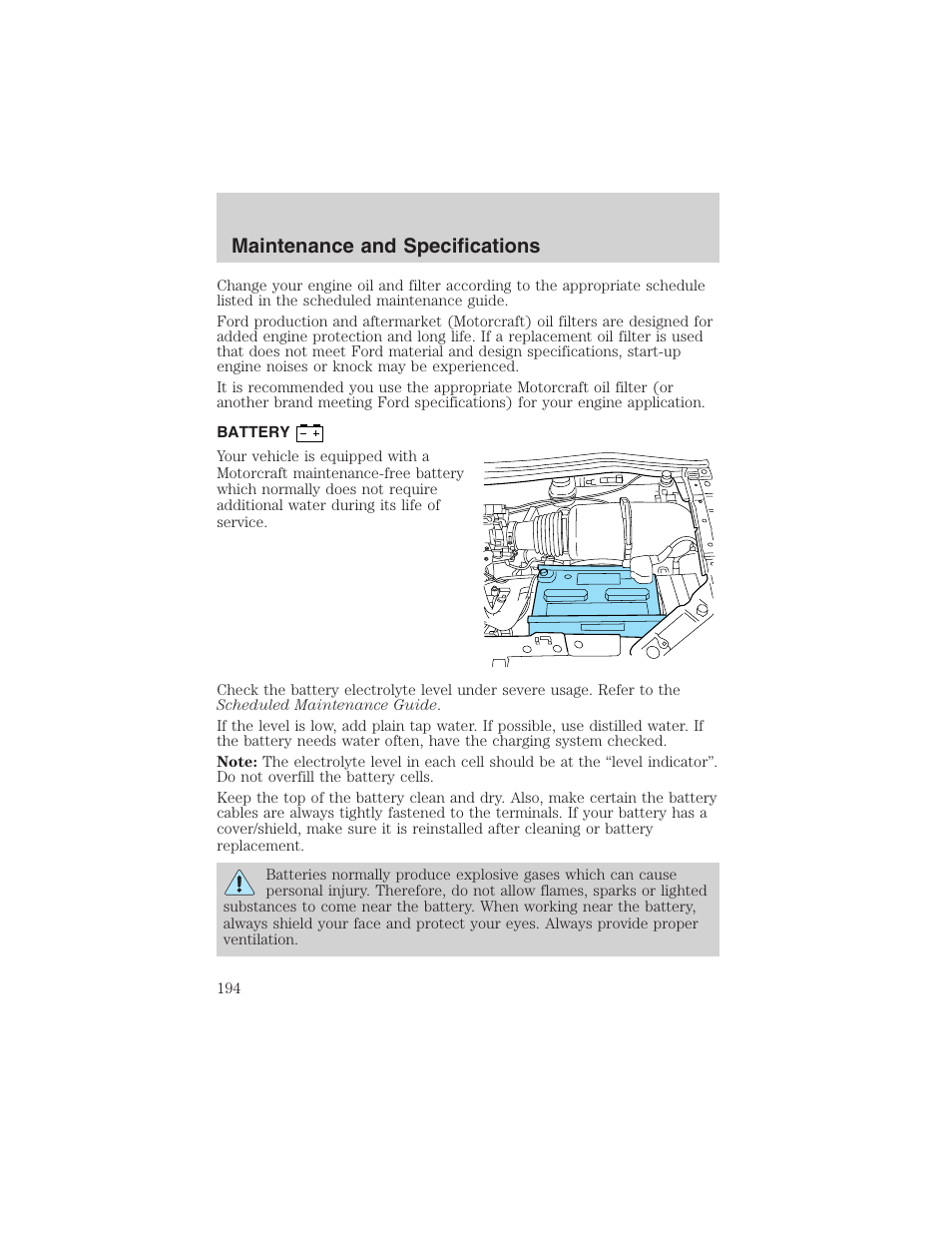 Maintenance and specifications | FORD 2003 Windstar v.1 User Manual | Page 194 / 240