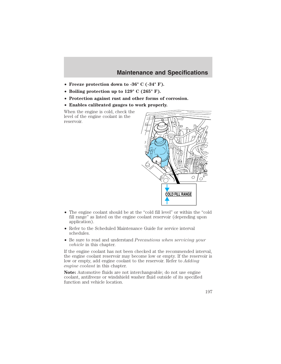 Maintenance and specifications | FORD 2003 Windstar v.1 User Manual | Page 197 / 240