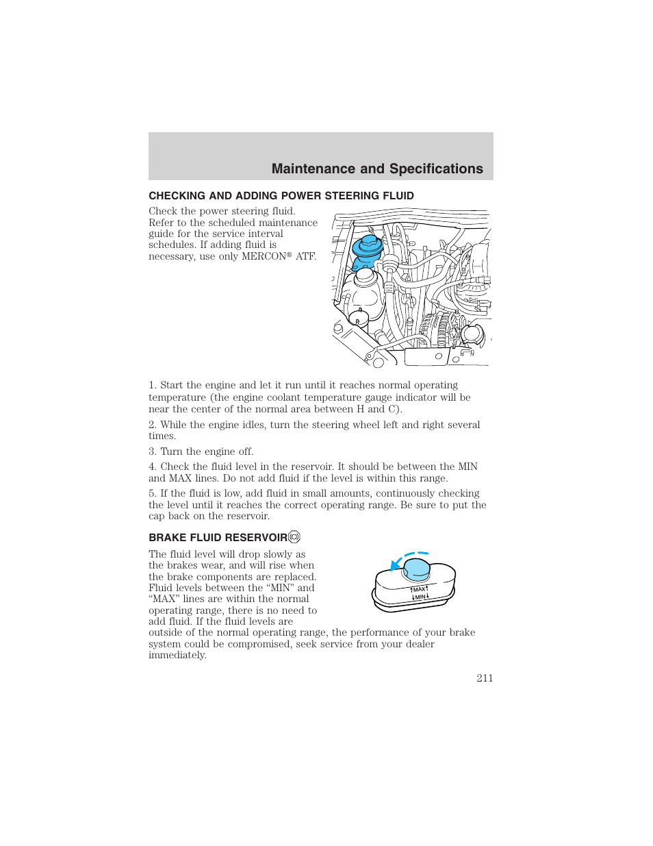 Maintenance and specifications | FORD 2003 Windstar v.1 User Manual | Page 211 / 240