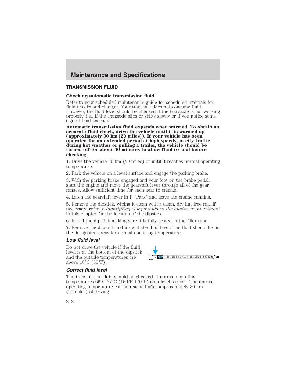 Maintenance and specifications | FORD 2003 Windstar v.1 User Manual | Page 212 / 240