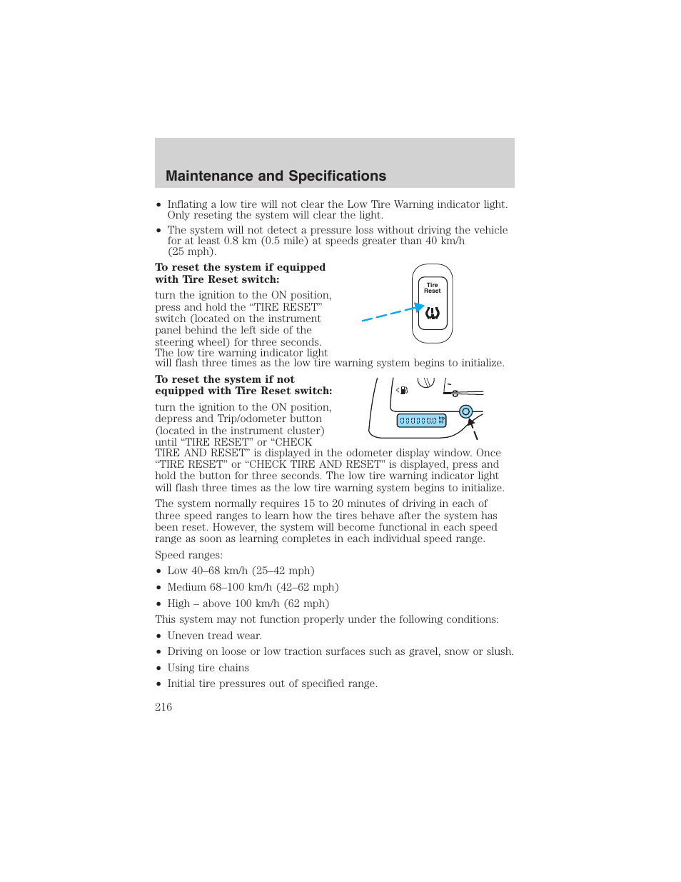 Maintenance and specifications | FORD 2003 Windstar v.1 User Manual | Page 216 / 240