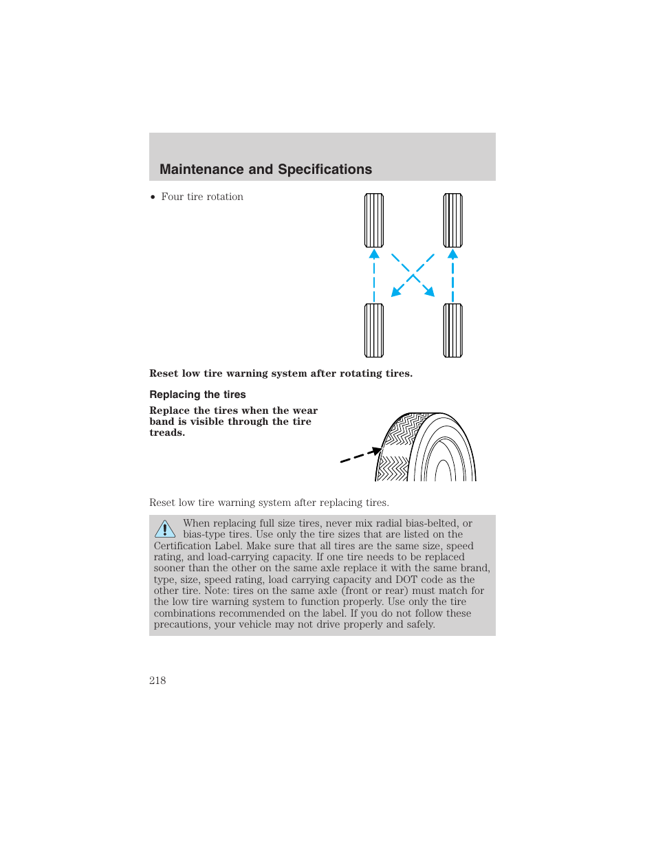 Maintenance and specifications | FORD 2003 Windstar v.1 User Manual | Page 218 / 240