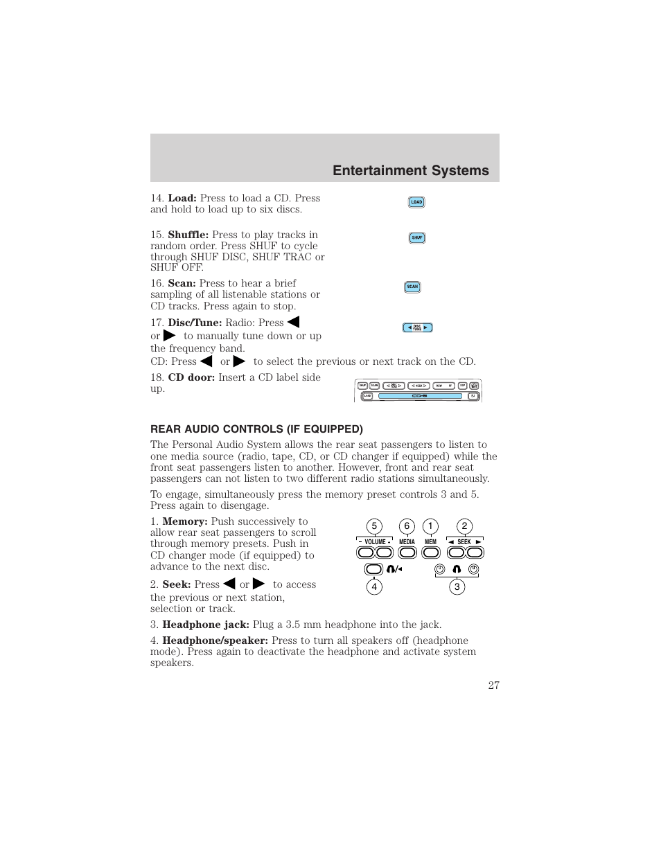Entertainment systems | FORD 2003 Windstar v.1 User Manual | Page 27 / 240