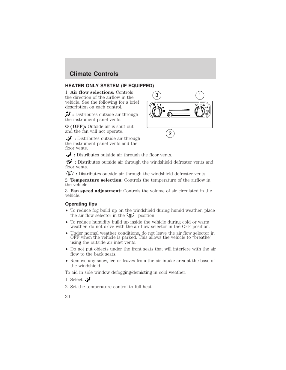 Climate controls | FORD 2003 Windstar v.1 User Manual | Page 30 / 240