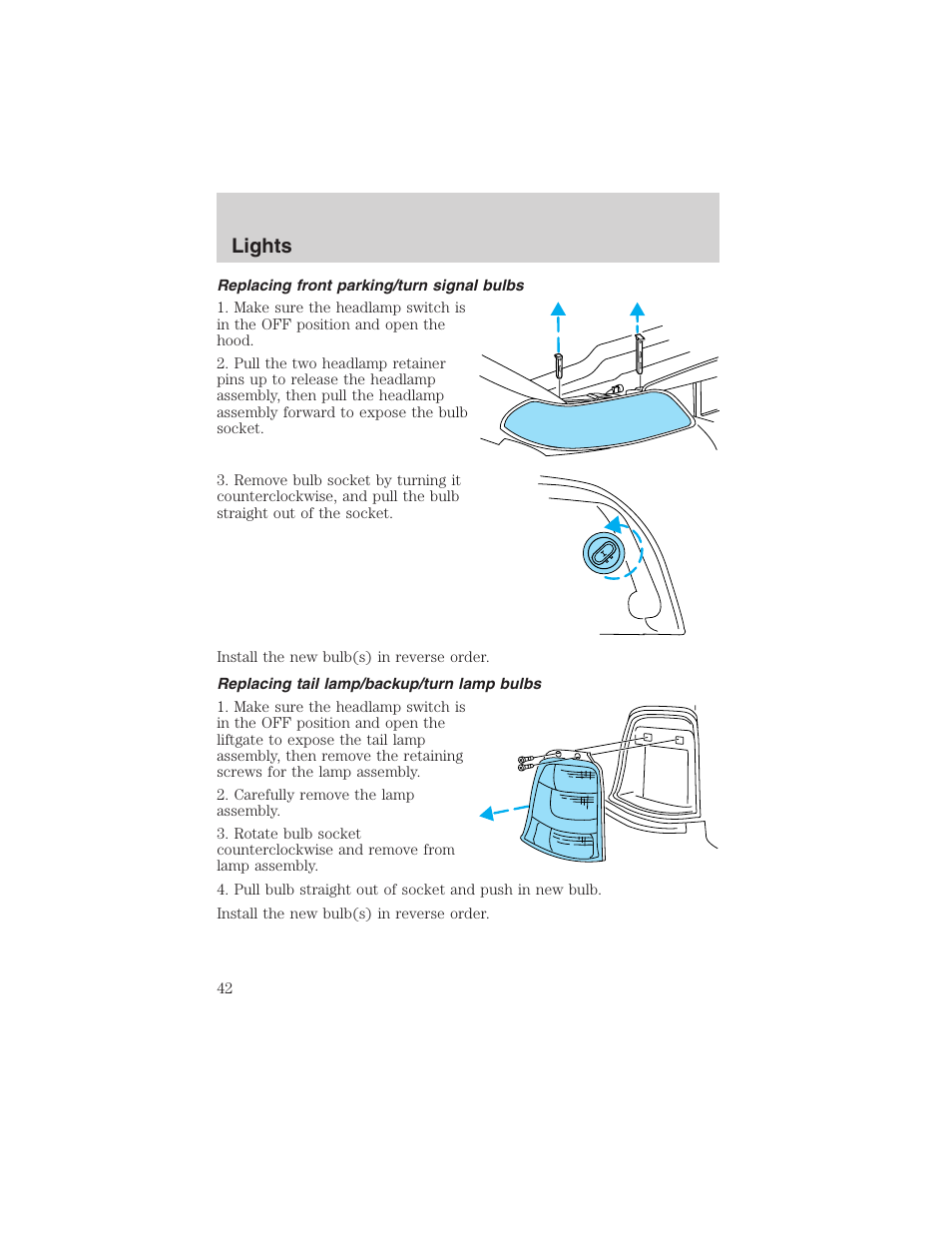 Lights | FORD 2003 Windstar v.1 User Manual | Page 42 / 240