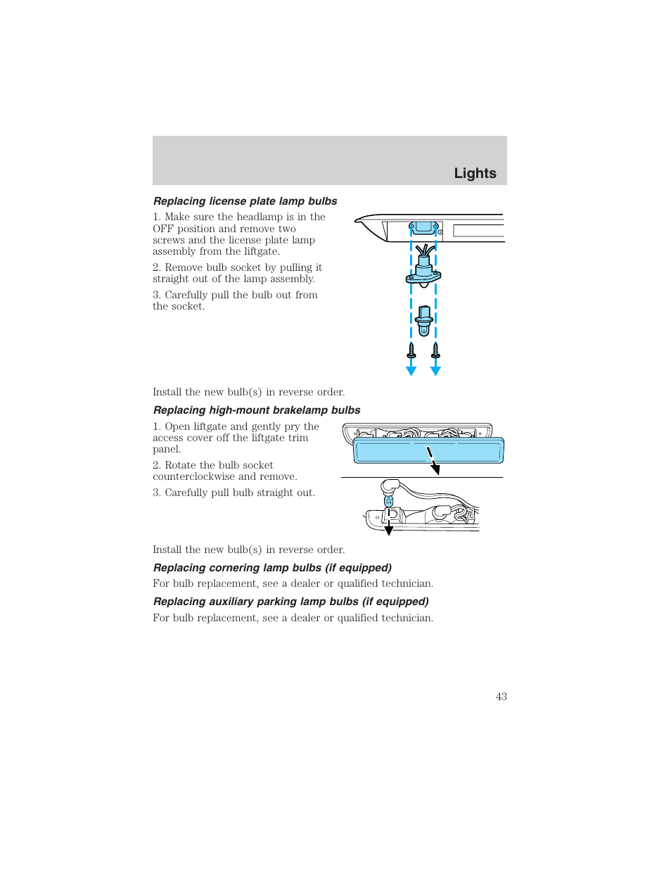 Lights | FORD 2003 Windstar v.1 User Manual | Page 43 / 240