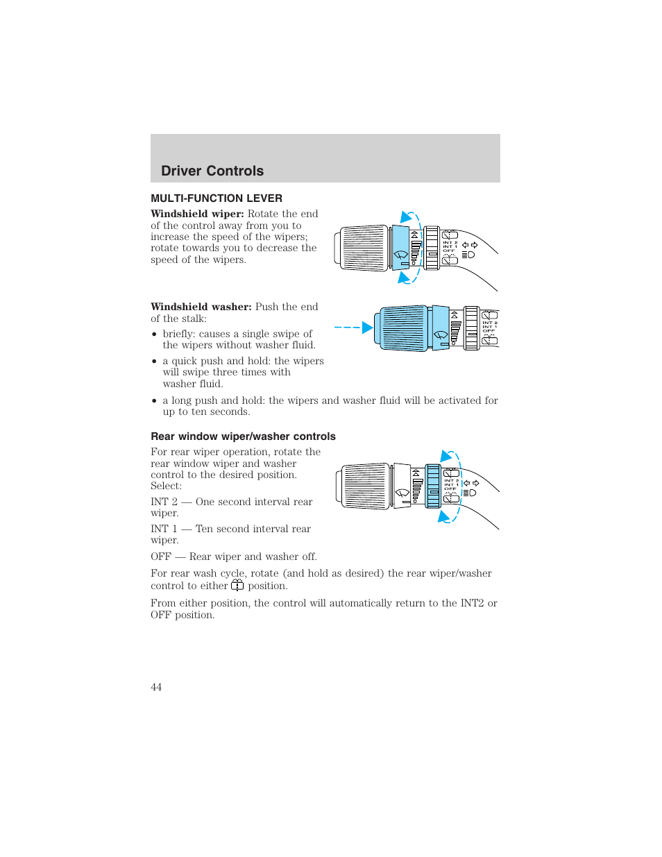 Driver controls | FORD 2003 Windstar v.1 User Manual | Page 44 / 240