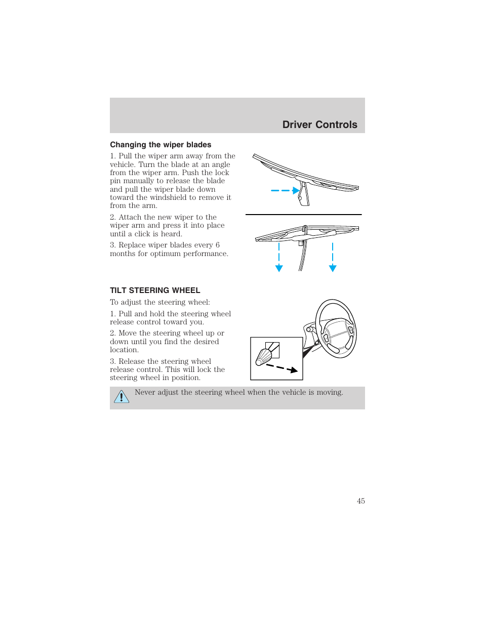Driver controls | FORD 2003 Windstar v.1 User Manual | Page 45 / 240